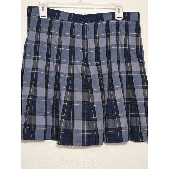 Preppy Plaid Pleated Skirt Womens Size 10 Lands' End Blue School Uniform GUC - Picture 2 of 4